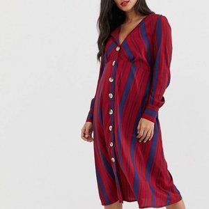 Maternity stripe button-down dress